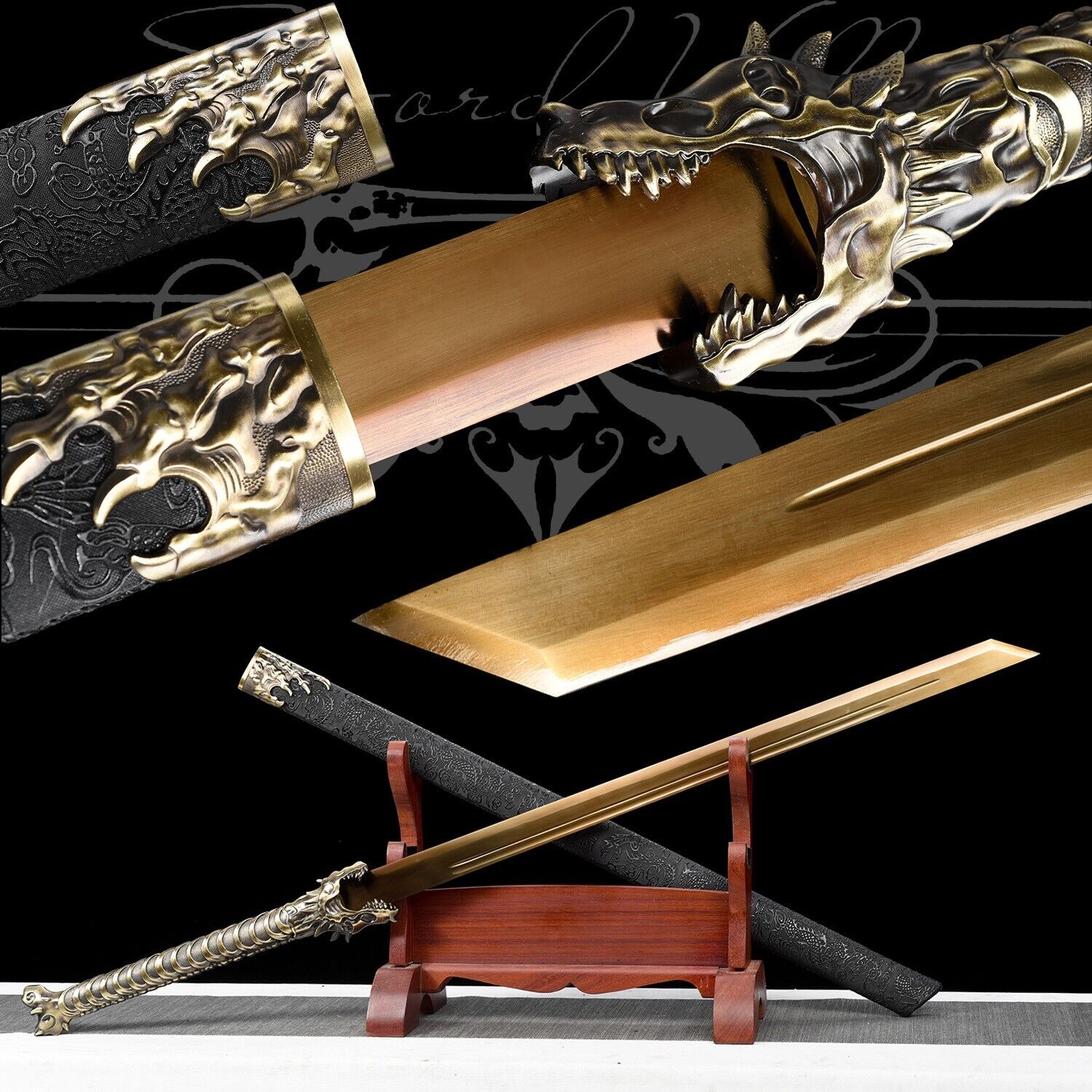 110cm Handmade Katana/Collectible Sword/High-Quality Blade/Sharp/Golden Dragon