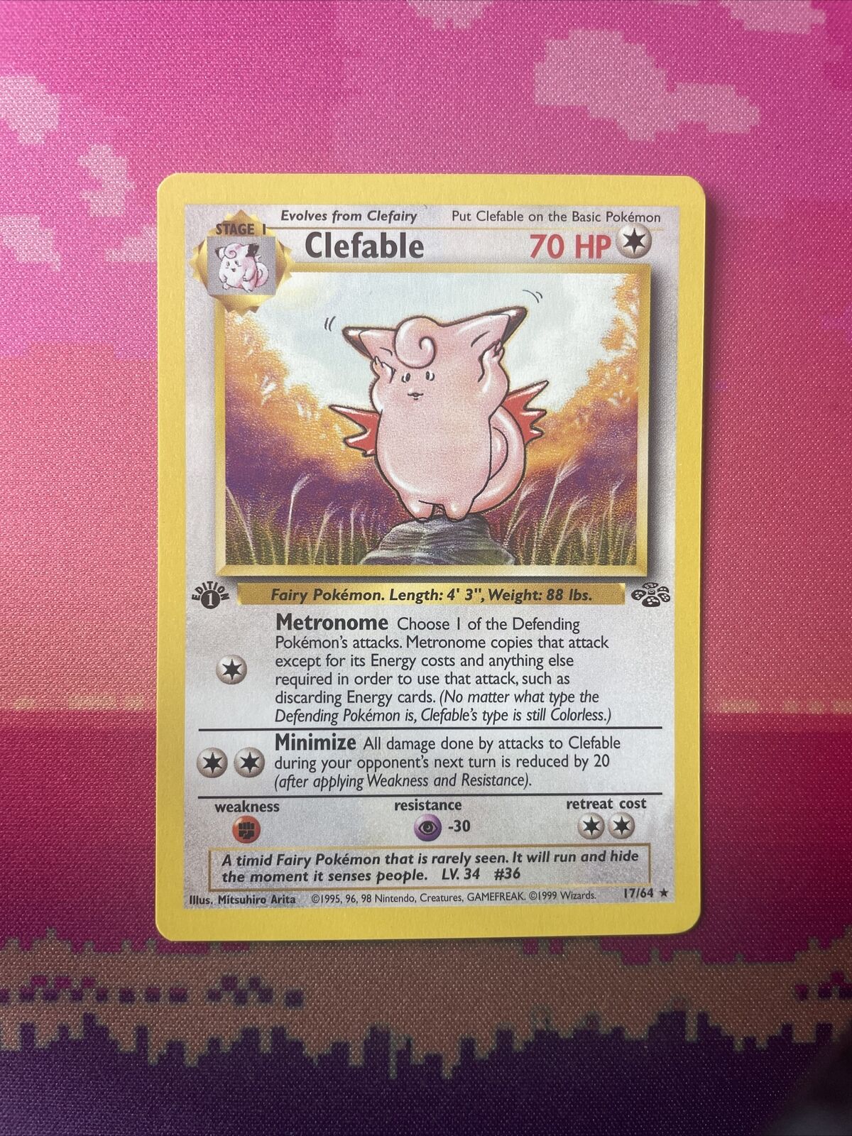 Pokemon Card Clefable Jungle 1st Edition Rare 17/64 Near Mint Condition