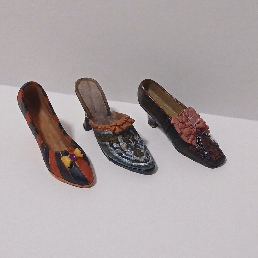 3 Vintage Miniature Shoes Dress Shoe Pump Heel 