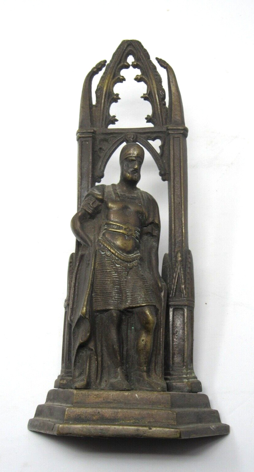 Gothic Revival Roman Soldier Antique Bronze Bookend Statute c1800s 2.9 Pounds.
