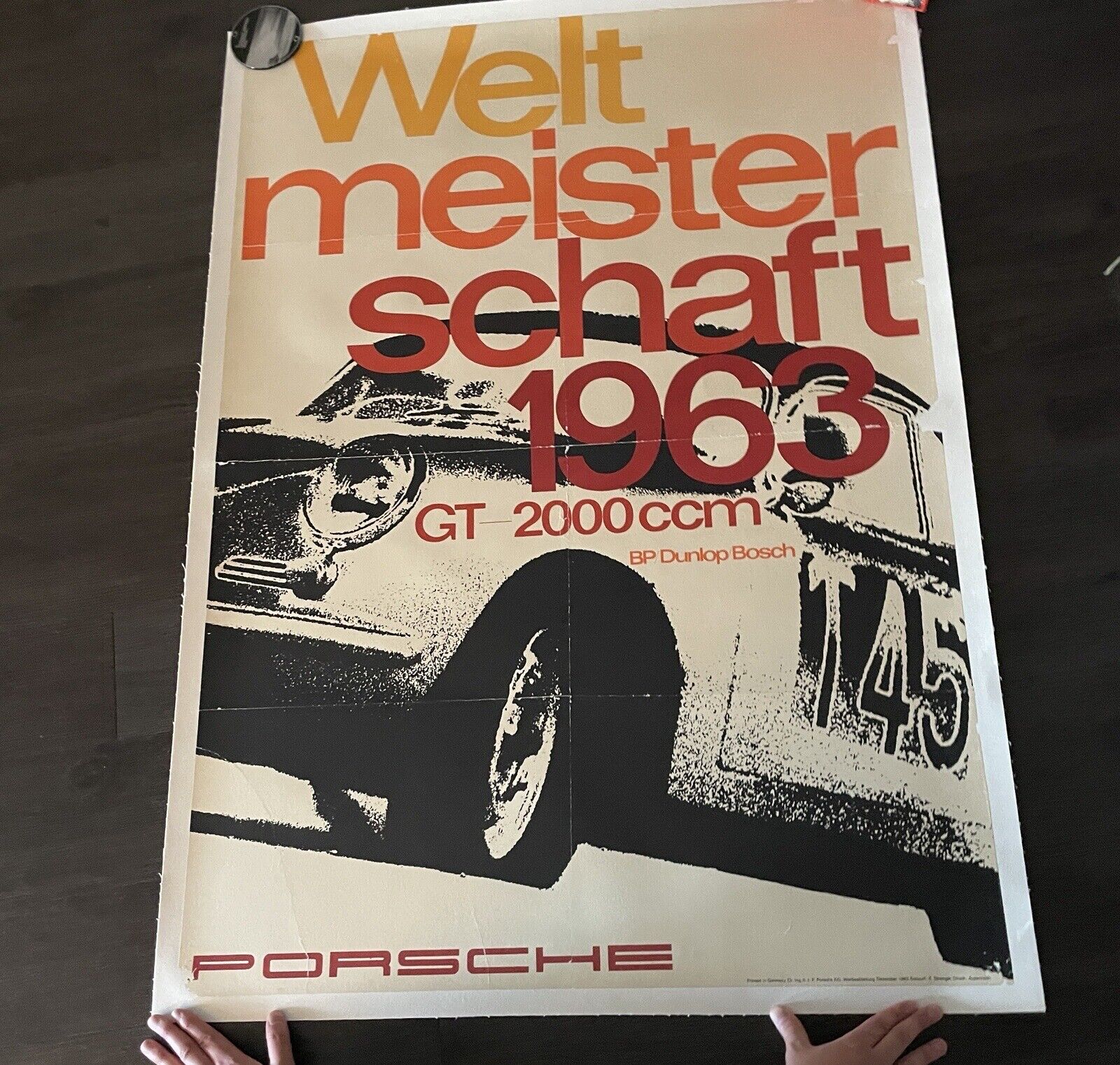 1963 Porsche 356 Carrera 2 Sales Advertising Poster. Original.