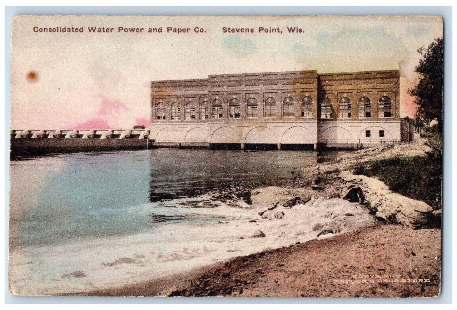 Consolidated Water Power And Paper Co. Stevens Point WI Handcolored Postcard