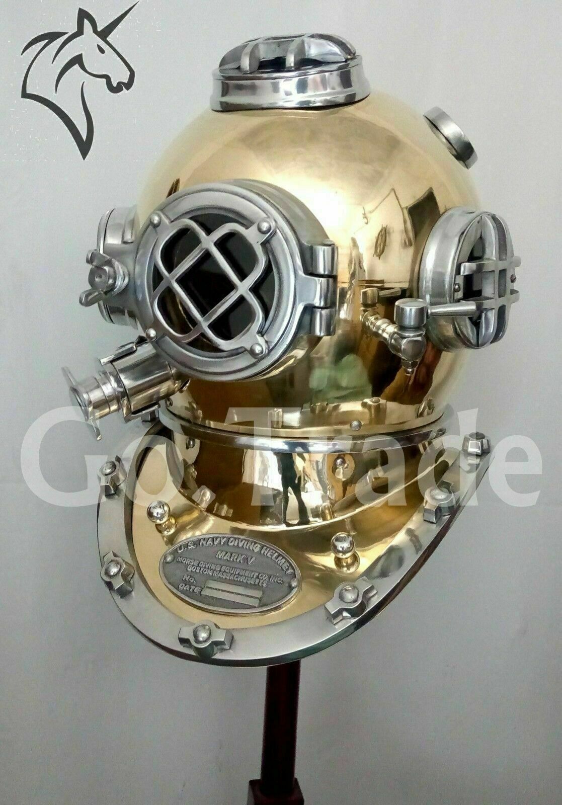 Vintage Solid Brass Sea Scuba Divers Diving Helmet Antique US Na
