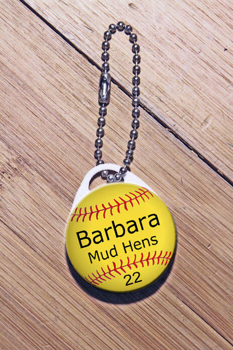 Softball Zipper Pull Bag Tag Personalized with Name, Number, Team colors