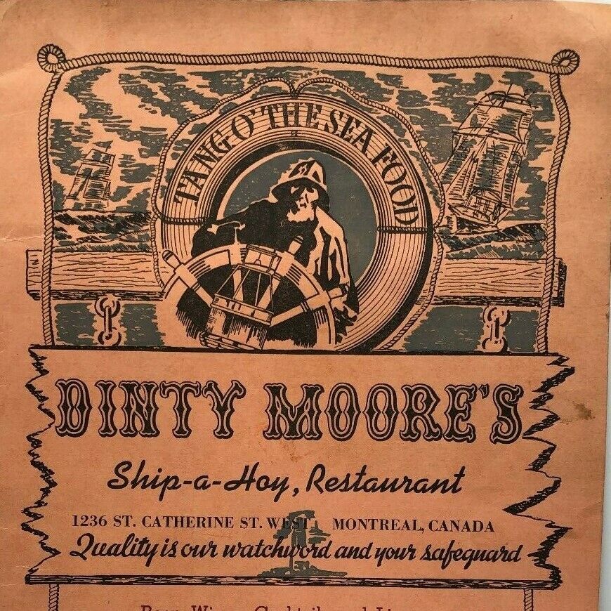 Vintage Menu Dinty Moore\'s Ship-a-Hoy Restaurant Montreal Food