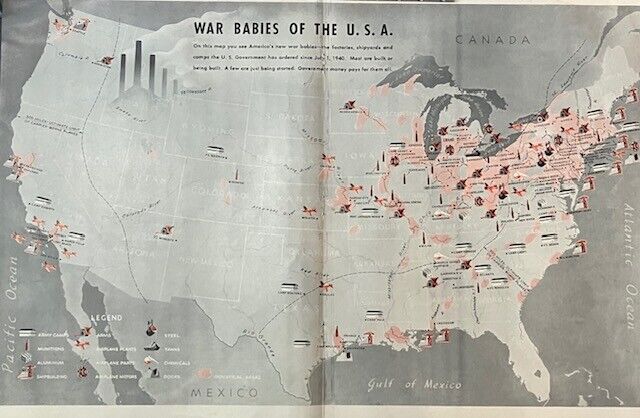 Rare 1941 Vintage Original War Babies Baby Boomer Map Army Advertisement