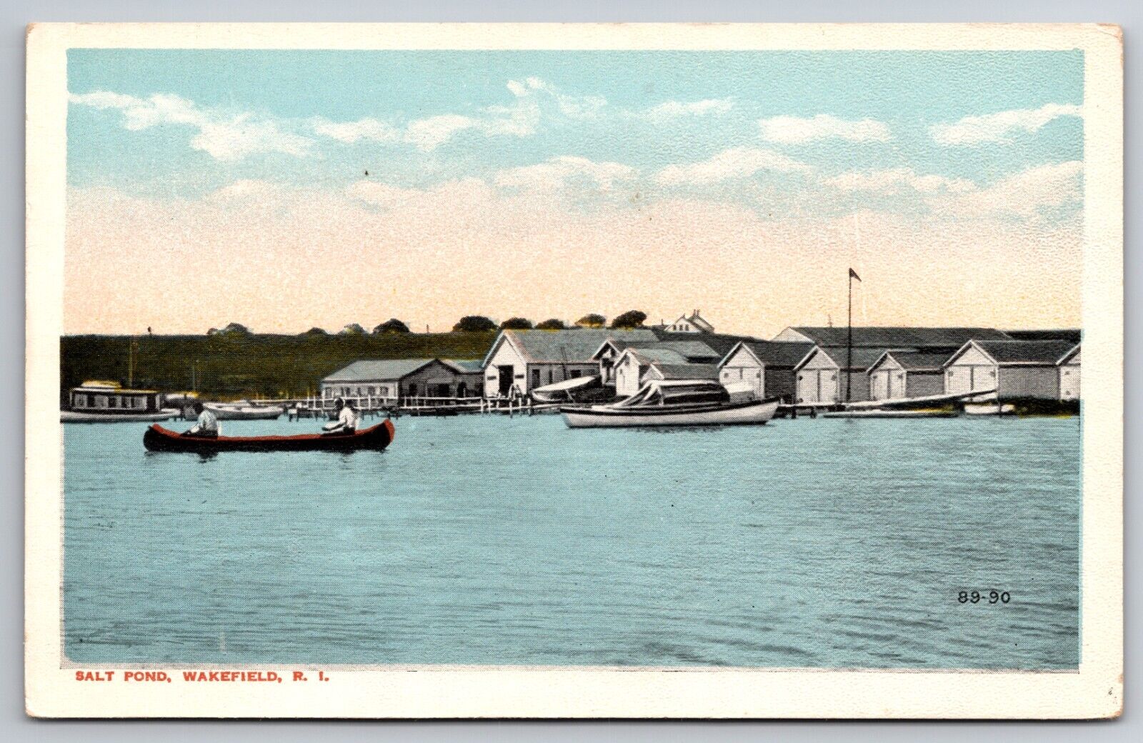 Salt Pond Wakefield Rhode Island RI Boats c1915 Postcard