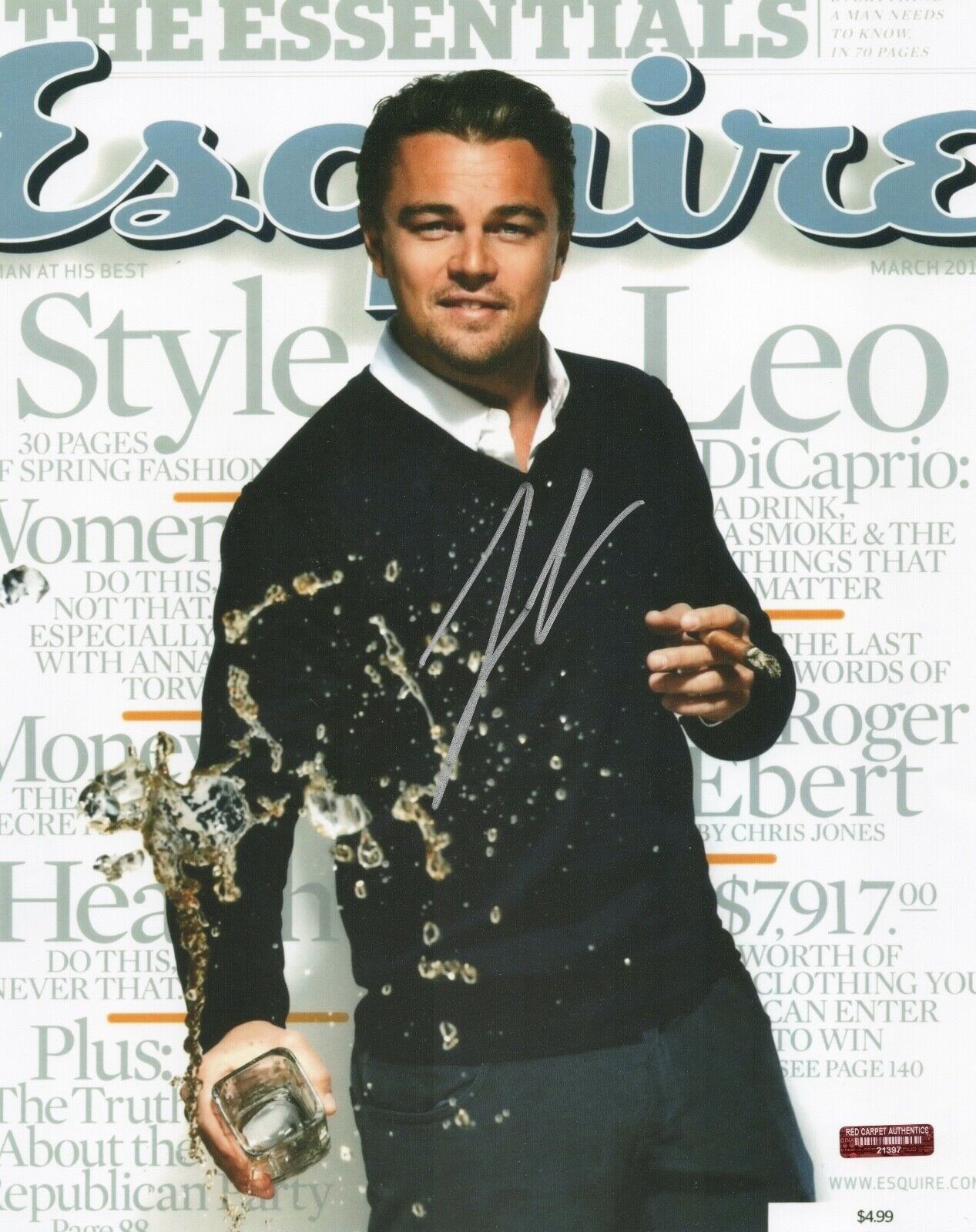Leonardo DiCaprio Esquire Magazine Hand Signed 8x10 Photo with COA