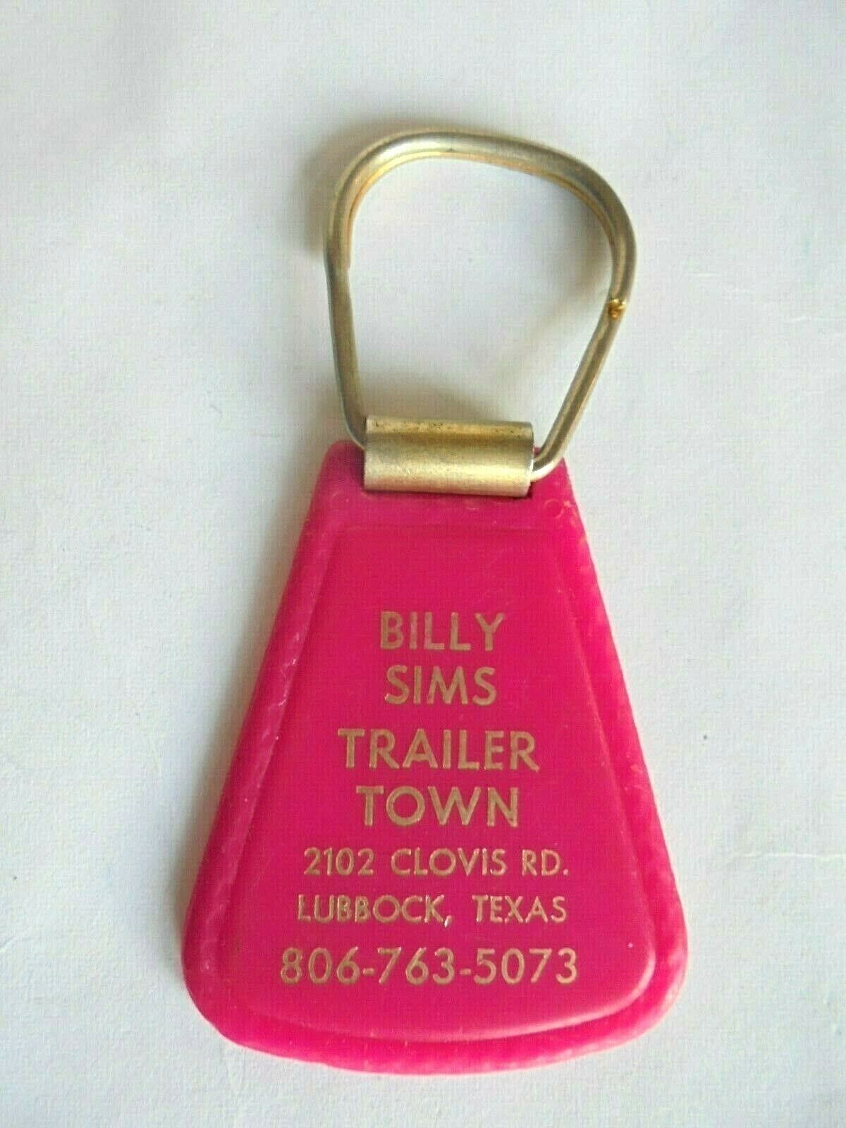 Vintage Billy Sims Trailer Town Lubbock Texas Advertising Keychain