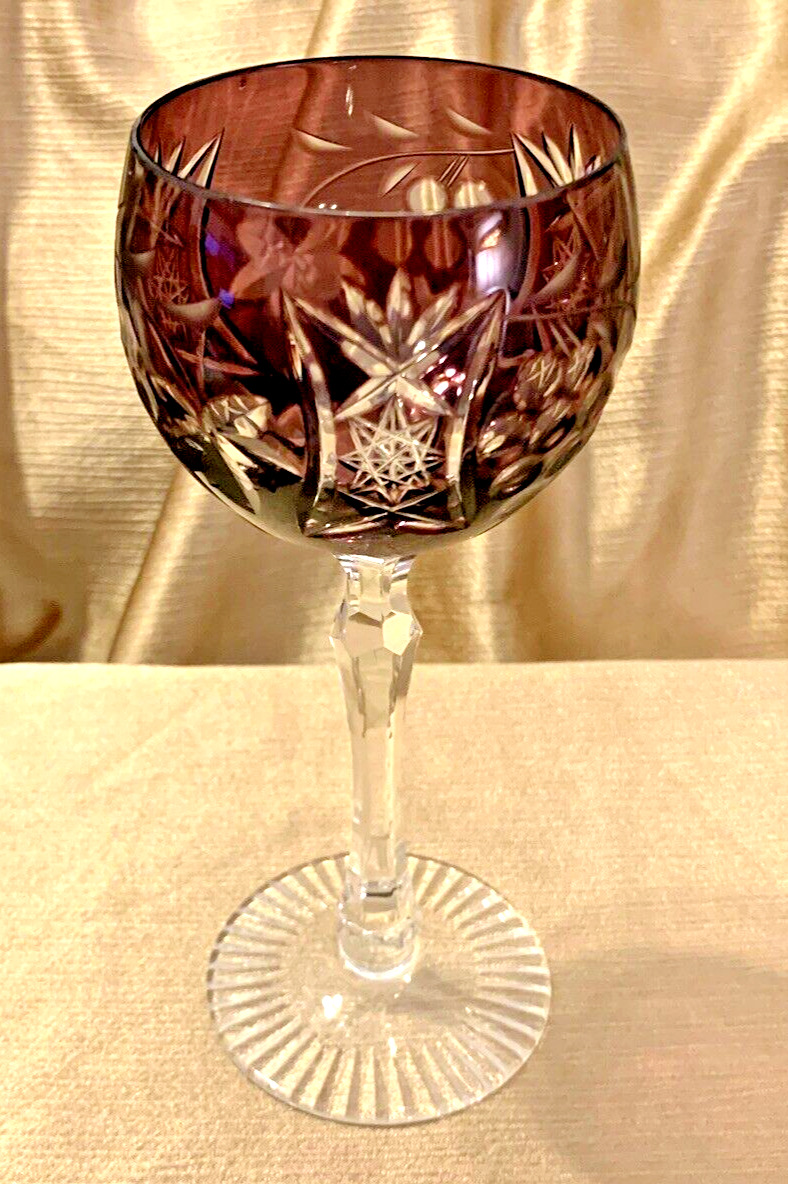 BEYER BEZ1 Amethyst/Purple Crystal Hock Wine Cut-to-Clear Vintage Germany MINTY