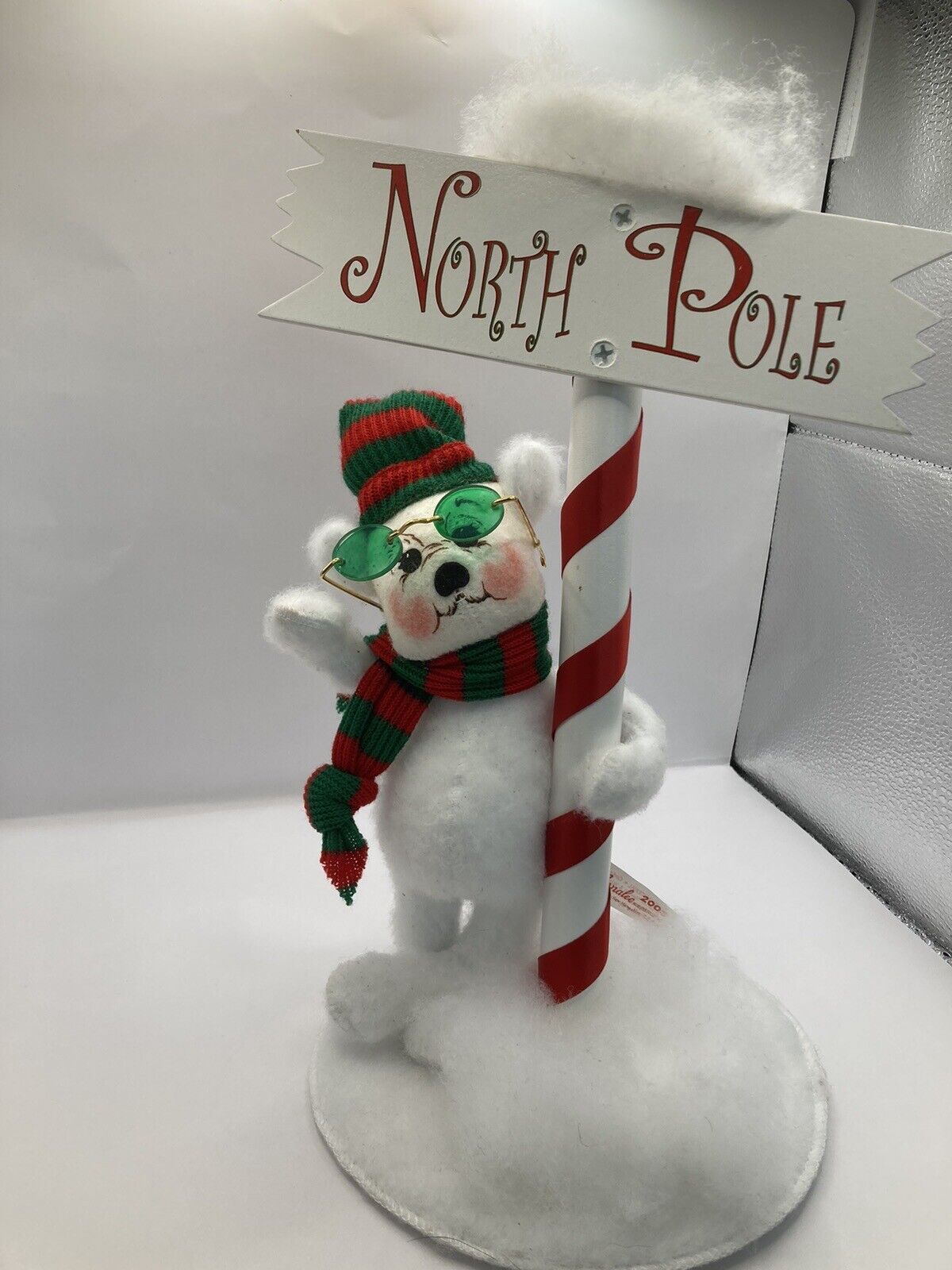 Annalee Vintage 2003 North Pole Sign With Bear Collectible Retired 12”