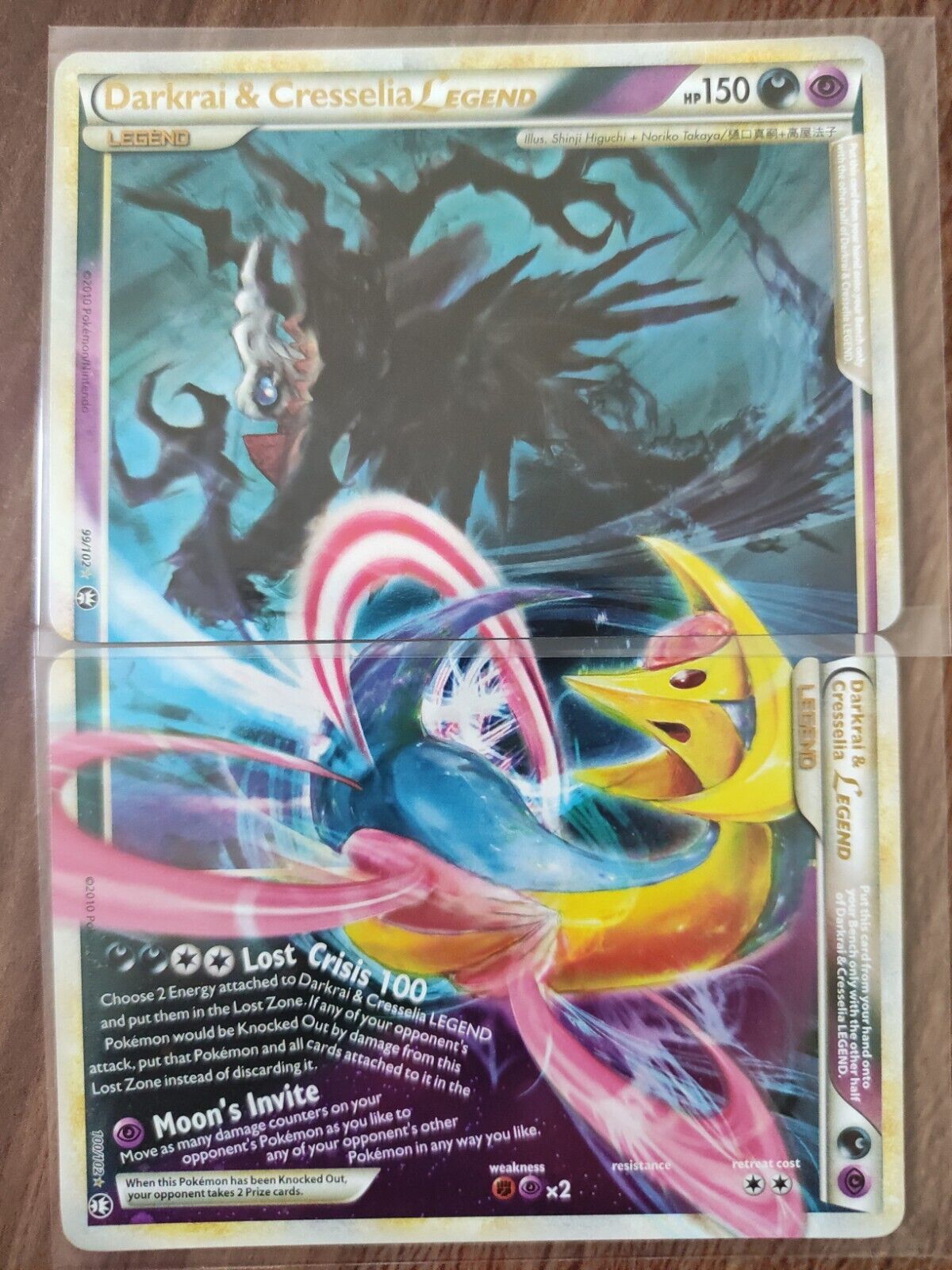Darkrai & Cresselia Legend 99/102 100/102 Full art Ultra Rare Holo Pokemon Card