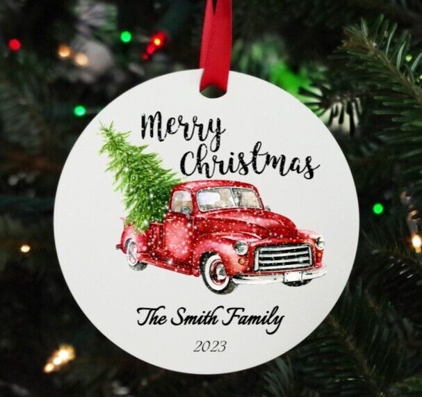 Family Christmas Truck Ornament, Personalized Christmas Ornament Gift