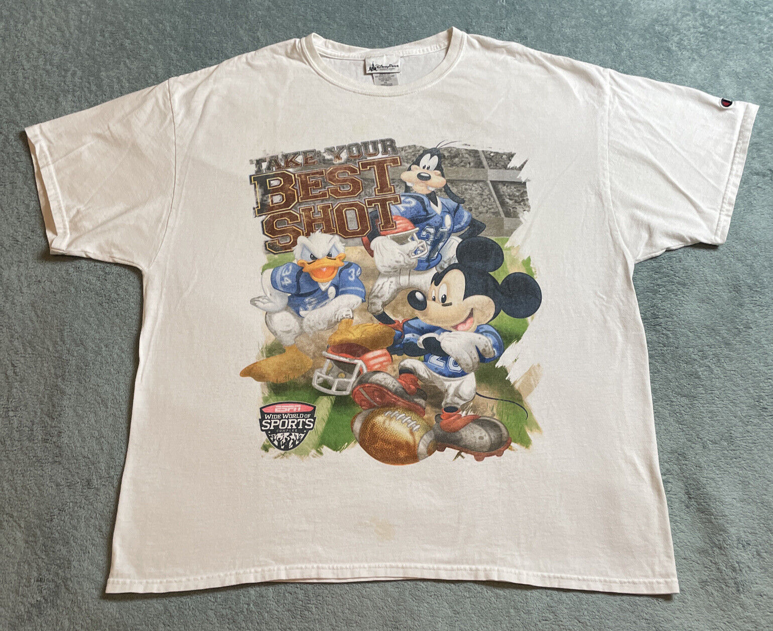 Disney Parks ESPN Wide World Of Sports Champion Shirt Football Mickey XL