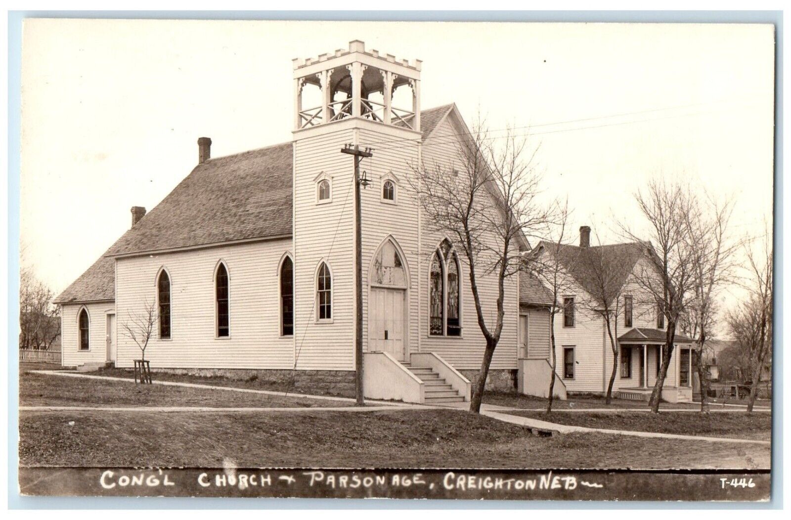 c1940s Congregational Church Parsonage Creighton Nebraska NE RPPC Photo Postcard
