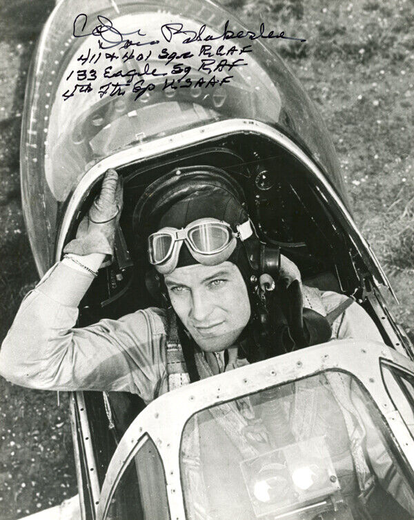 DONALD BLAKESLEE SIGNED 8x10 PHOTO EAGLE SQUADRON/4th FG FIGHTER ACE BECKETT BAS