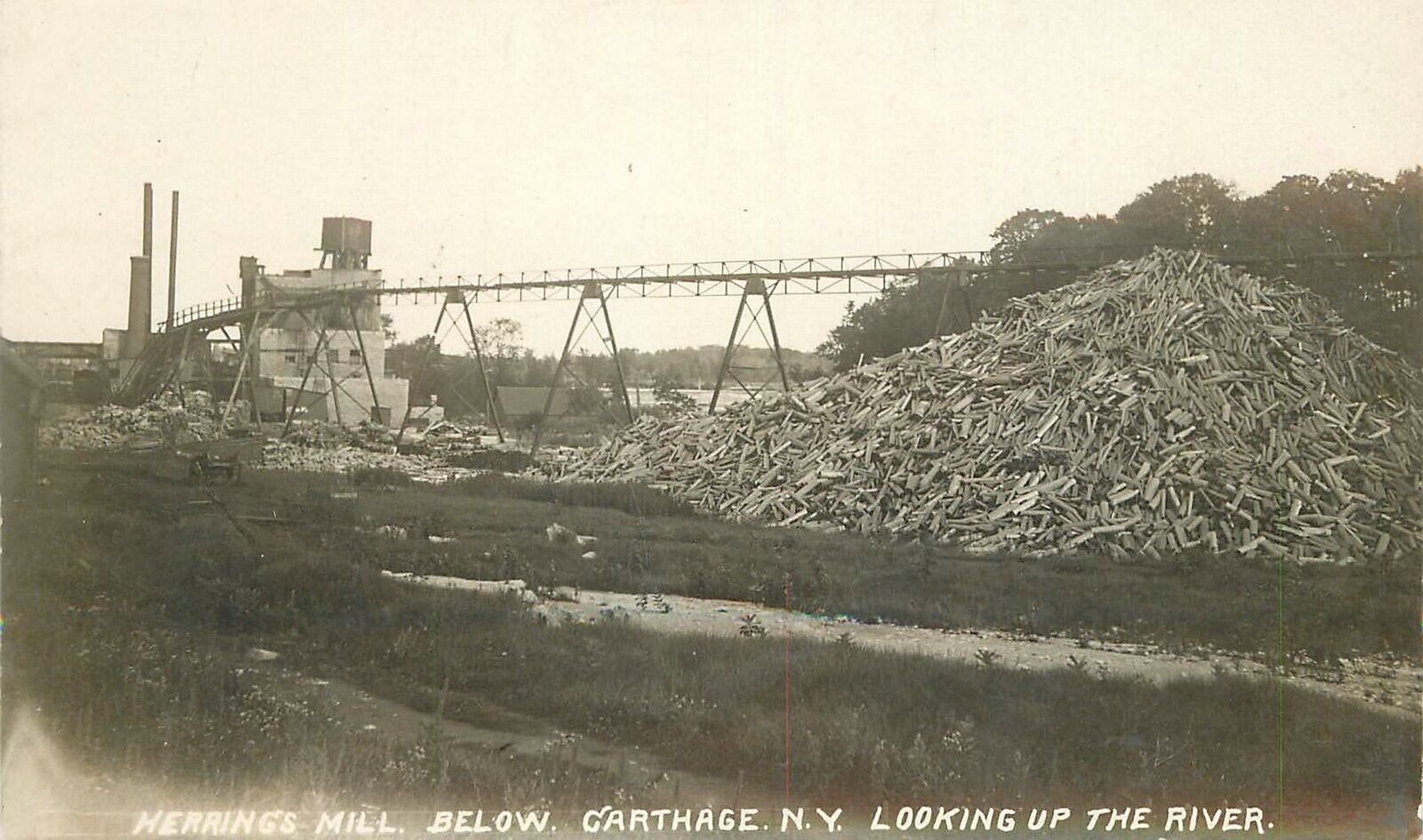 Postcard RPPC New Carthage Herrings Mill Looking up river C-1910 23-2384