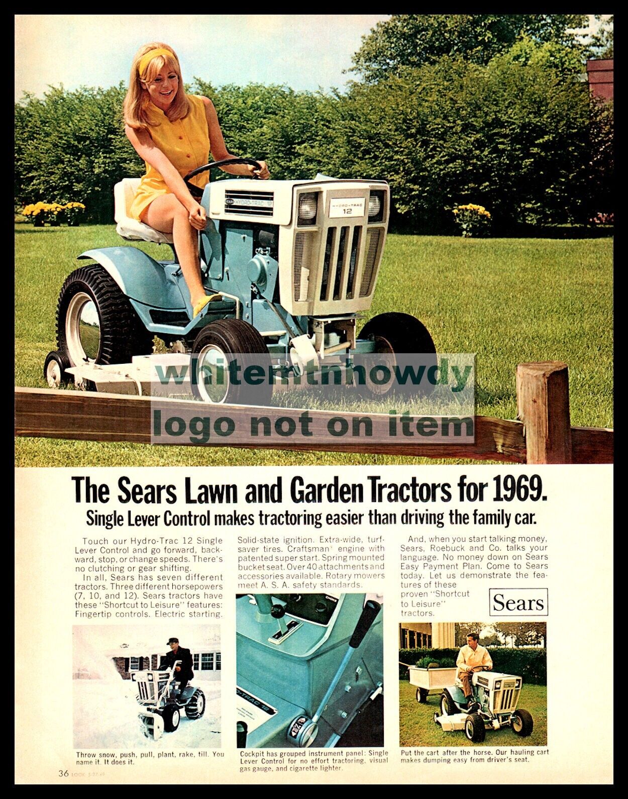 1969 SEARS Lawn and Garden Tractor Suburban 12 Mower  Original PRINT AD