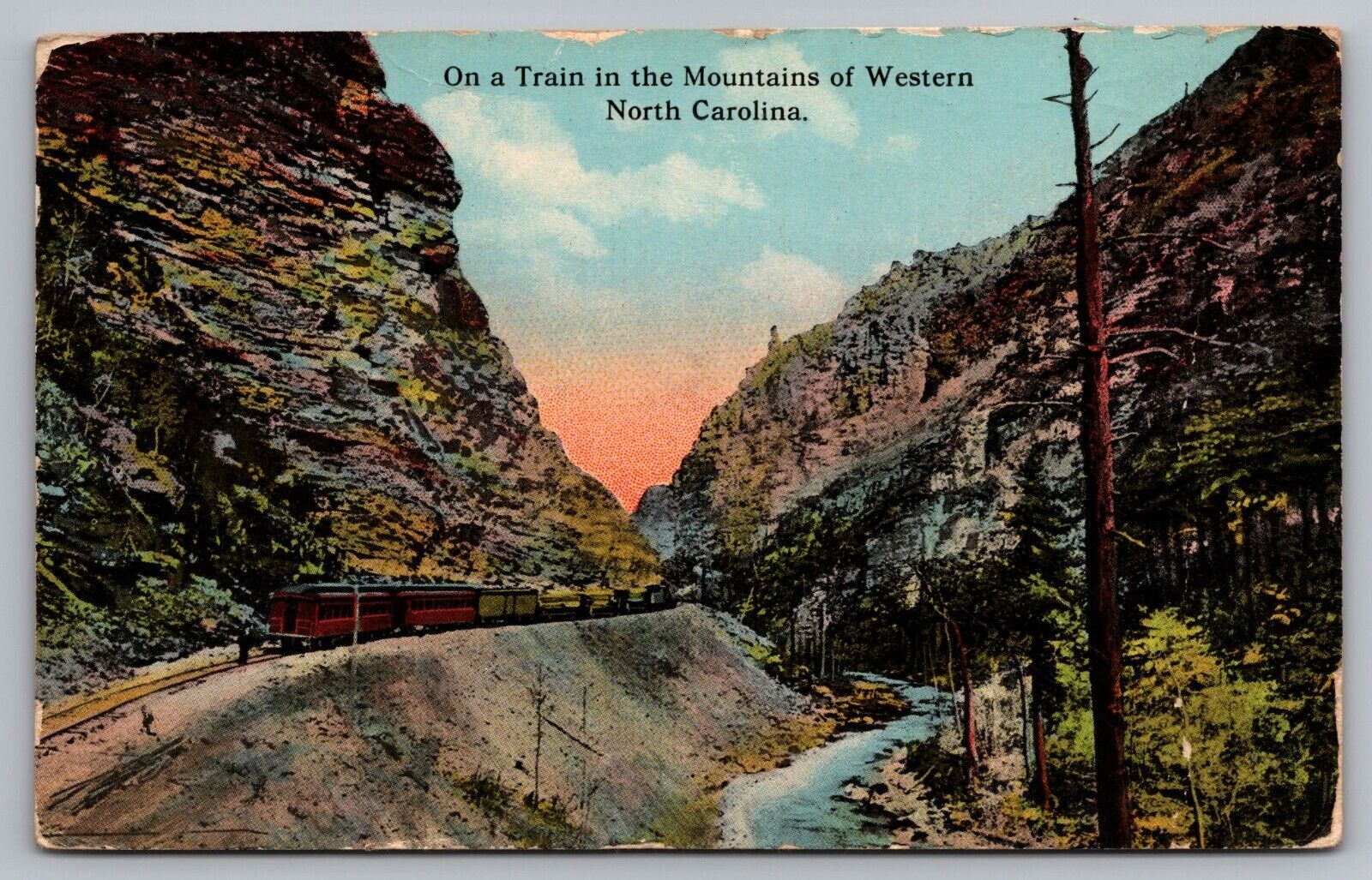 Postcard On a Train in the Mountains of Western North Carolina NC c1914