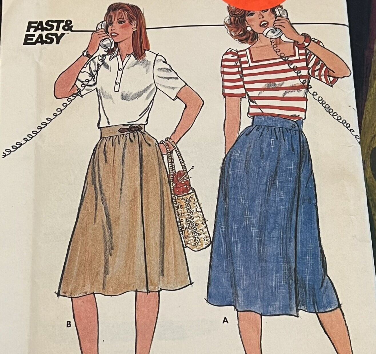 Vintage 1980s Butterick 4745 Flared Front Wrap Skirt Sewing Pattern 24-30” UNCUT