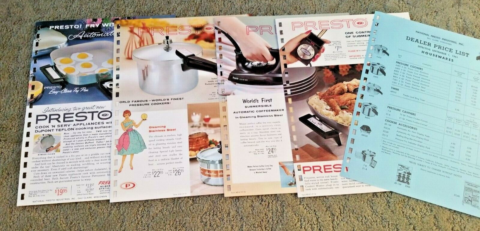 VINTAGE PRESTO Counter Top APPLIANCES 1962 Pages from Manar Sales Catalog