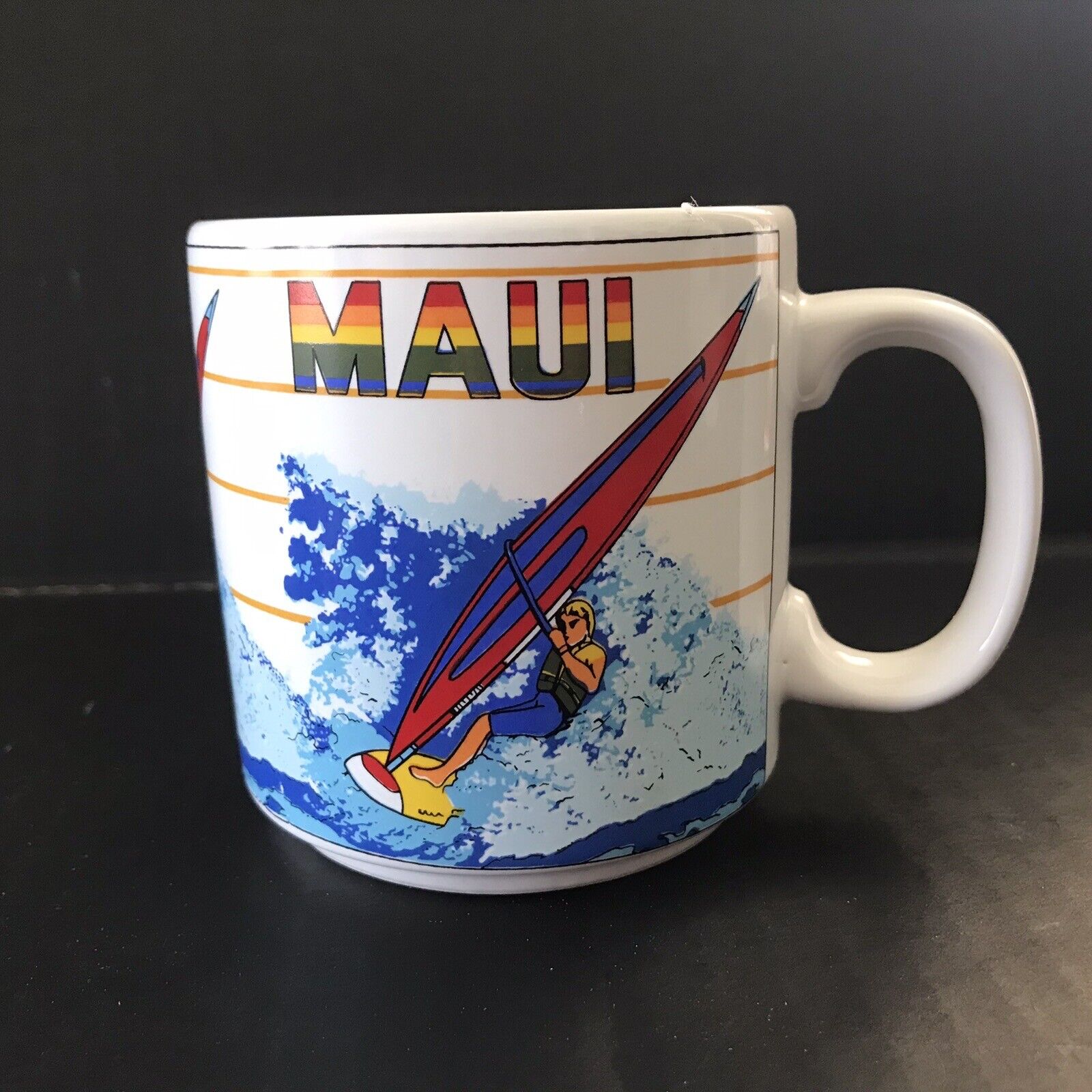 Vintage Maui Hawaiian Wind Surfer Souvenir Coffee Mug 10 fl oz Unbranded