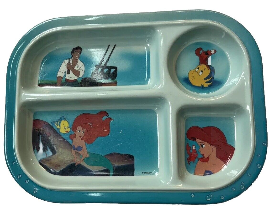 VINTAGE Disney THE LITTLE MERMAID TV Dinner TRAY Plate By Selandia Food Plastic