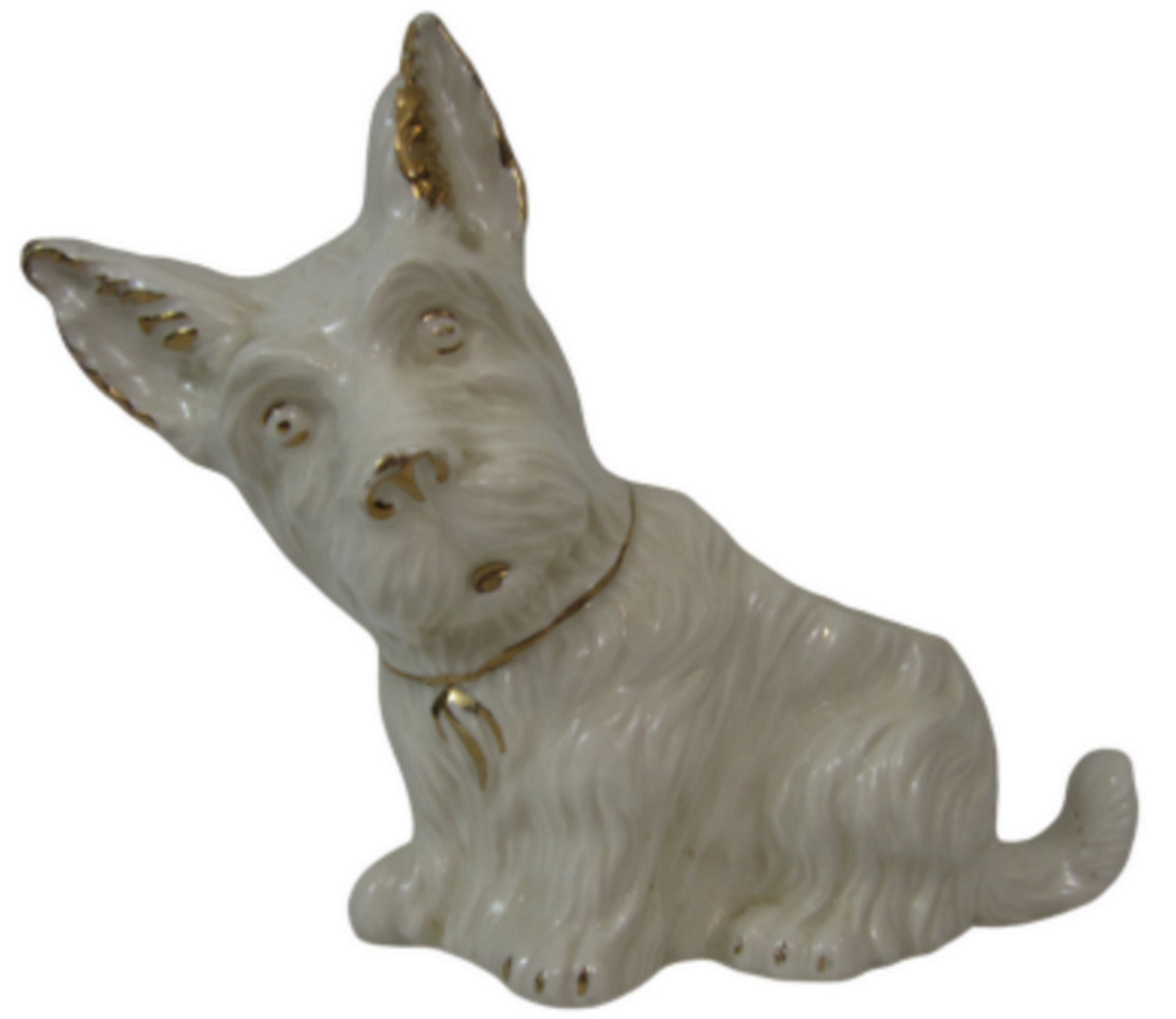 Vintage 1940s scottish terrier scotty scottie ceramic planter white w gold