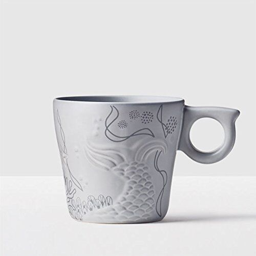 Starbucks 2016 Gray Coffee Mug Cup 12oz Embossed Mermaid Siren Tail Anniversary