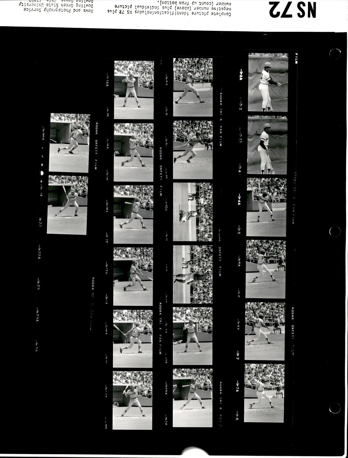 LD323 1973 Orig Contact Sheet Photo PITTSBURGH PIRATES vs HOUSTON ASTROS METZGER