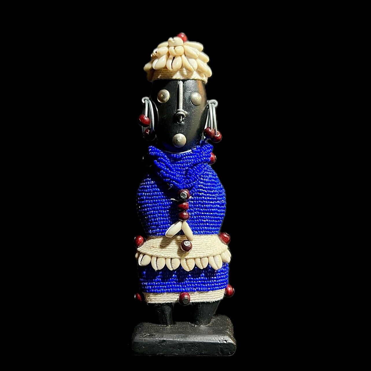 African Limited Edition blue Beaded Namji Doll Home Décor statue-G1065