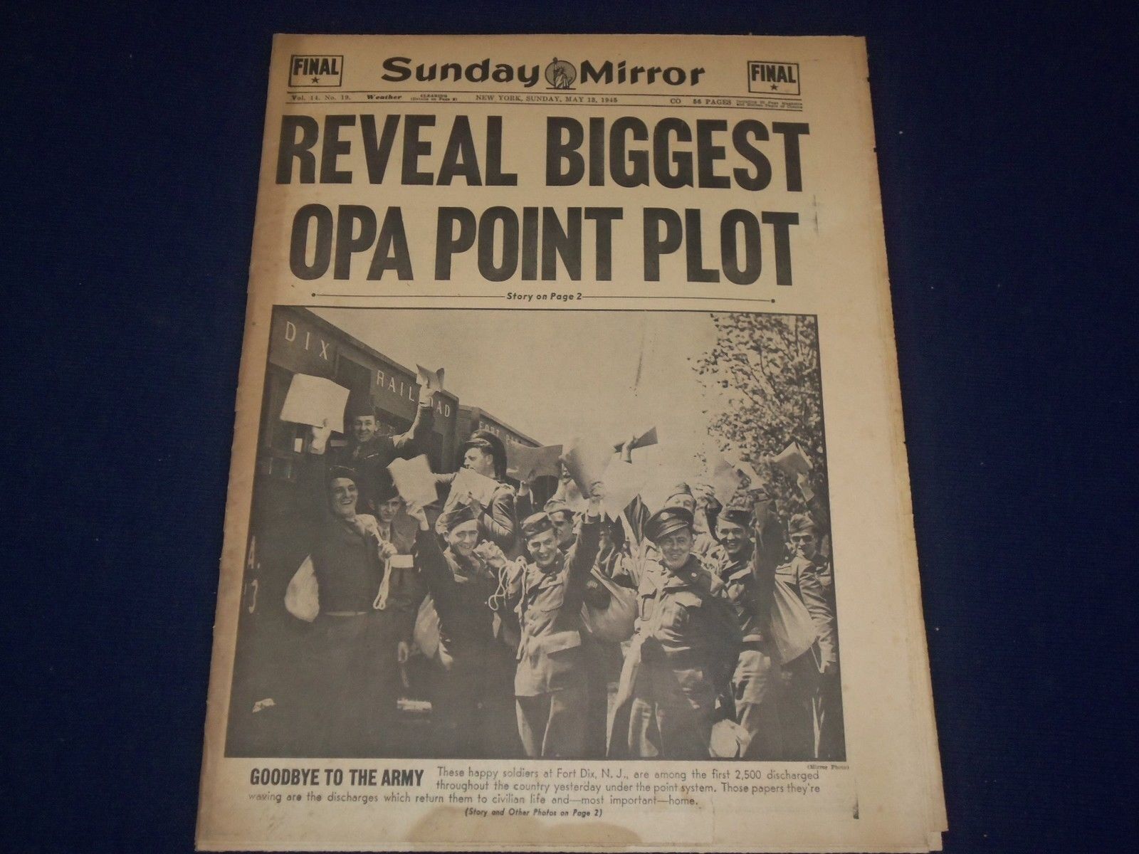 1945 MAY 13 NEW YORK SUNDAY MIRROR - REVEAL BIGGEST OPA POINT PLOT - NP 1796