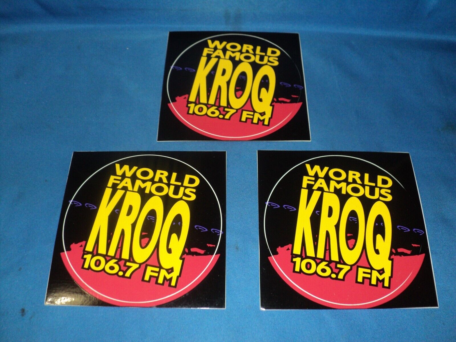 Lot of (3) Vintage KROQ 106.7 World Famous Stickers \'90s Blockbuster MUSIC