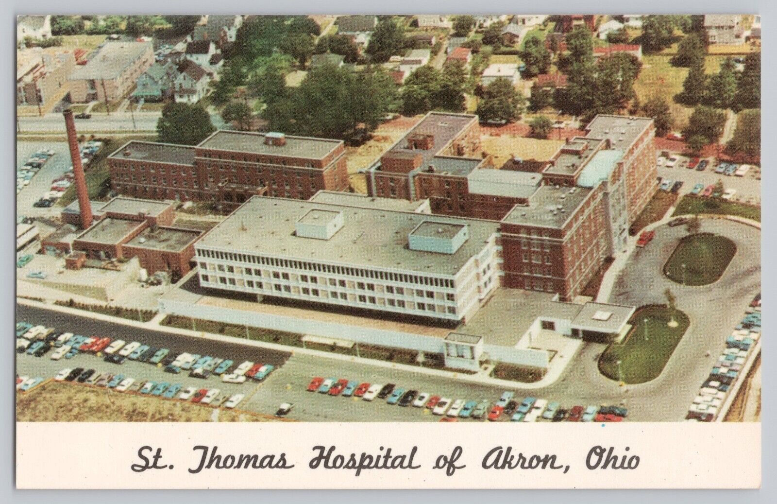 St.  Thomas Hospital Of Akron Ohio Postcard Aerial View 1960s