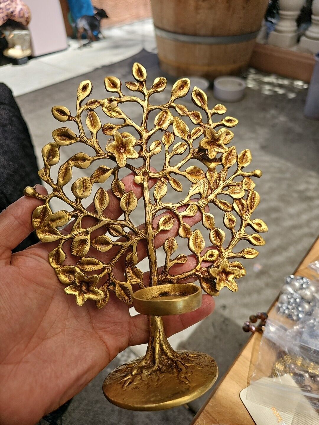 Indian Traditional Beautiful Brass Handcrafted Tree Diya For Home Decoration