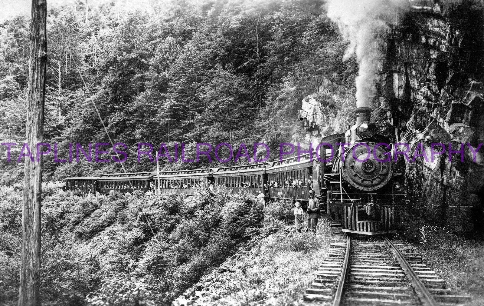 East Tennessee & Western Carolina #12 in Doe River Gorge 1938 - NEW 5X8 PHOTO