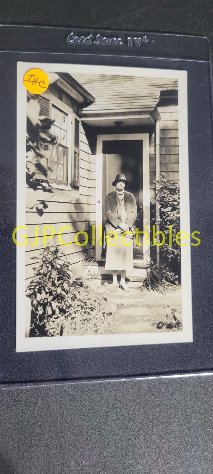 IHC VINTAGE PHOTOGRAPH Spencer Lionel Adams WOMAN IN HAT AT FRONT DOOR