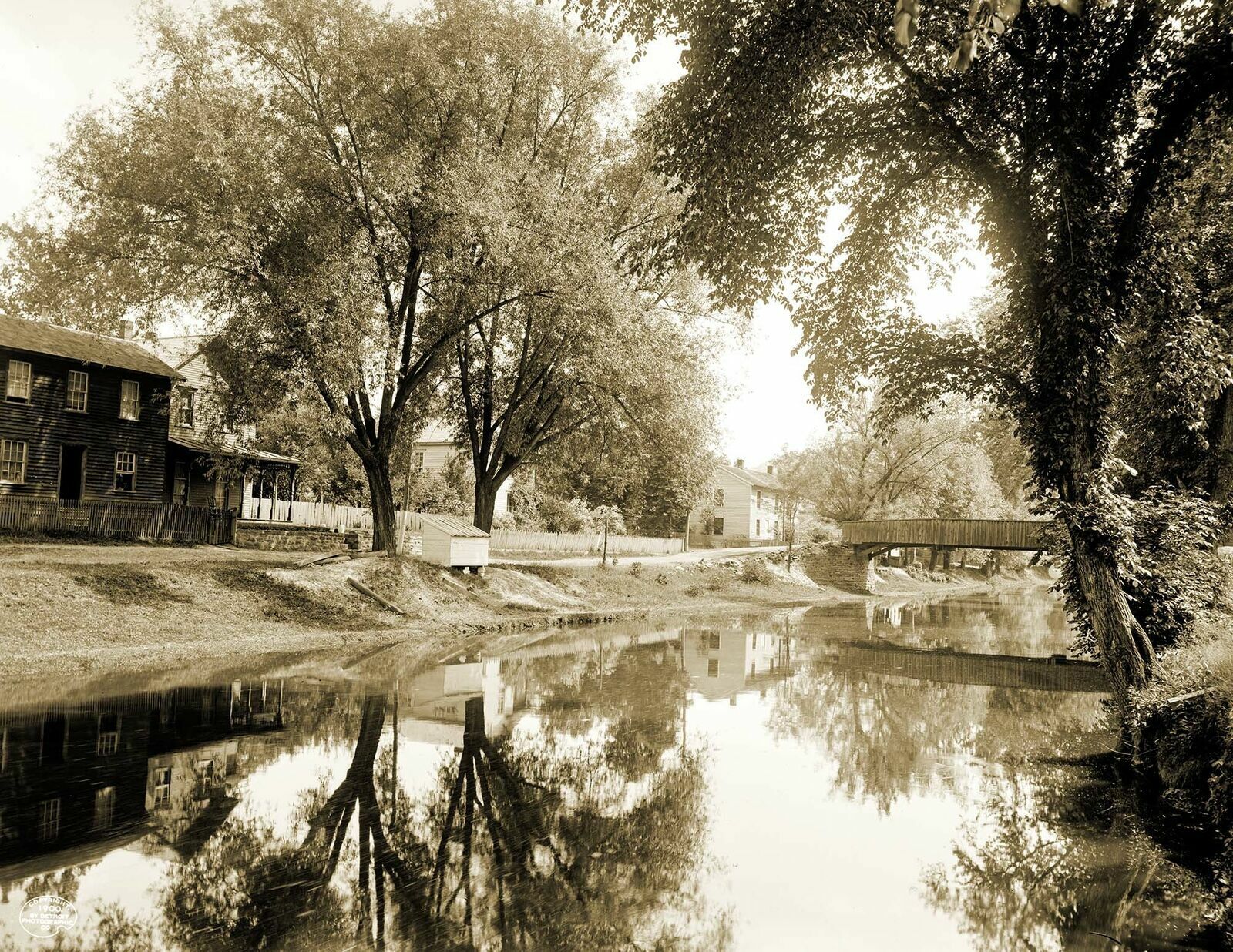 1900 The Canal Near Shickshinny Pennsylvania Old Retro Photo 8.5\