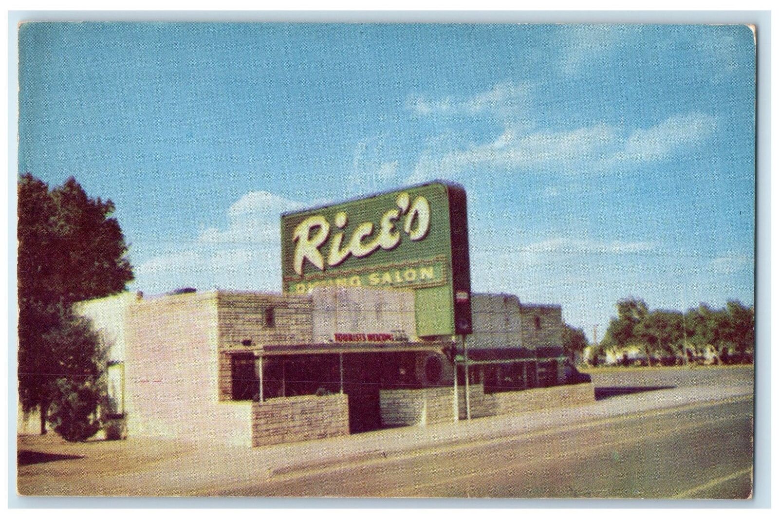 c1960s Rice's Dining Salon Exterior Roadside Amarillo Texas TE Unposted Postcard