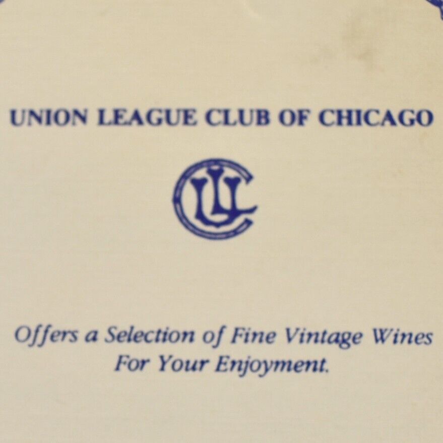 1990 Union League Club Of Chicago Restaurant Menu Jackson Boulevard Illinois #1