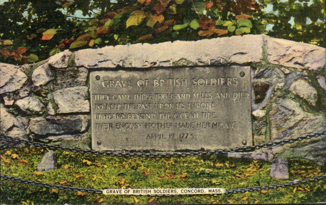 Battle of Concord MA Postcard Grave of British Soldiers Revolutionary War