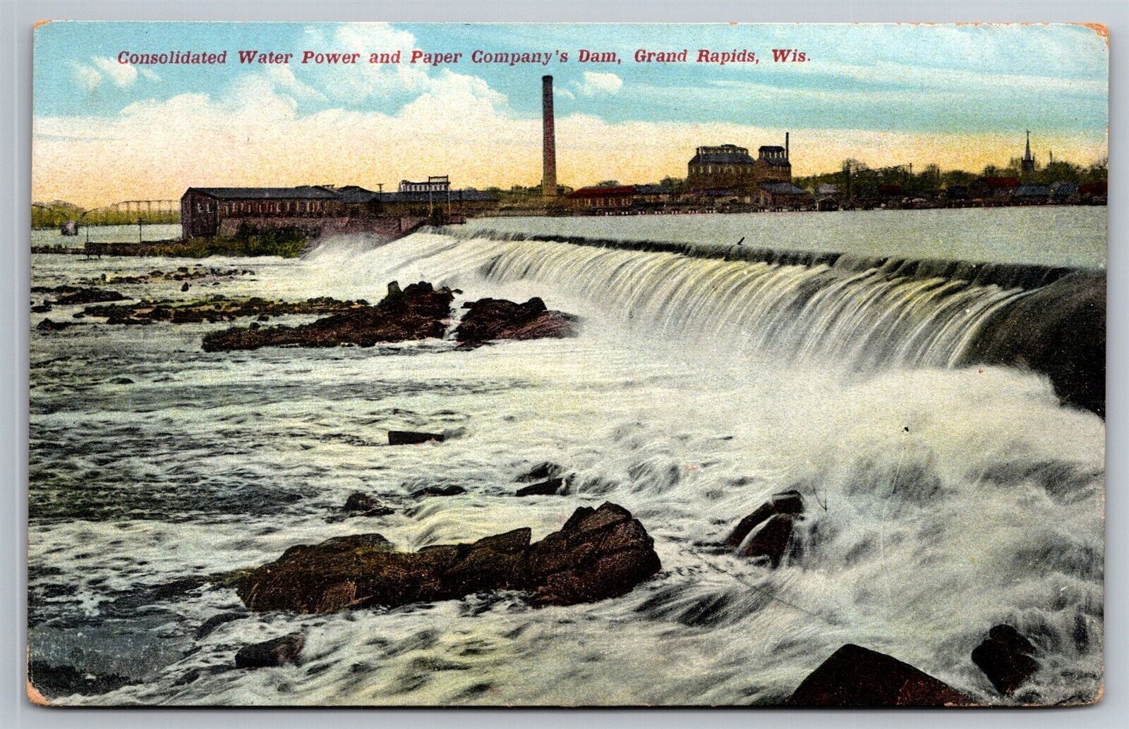 Consolidated Water Power & Paper Co Dam Grand Rapids WI C1910's Postcard V4