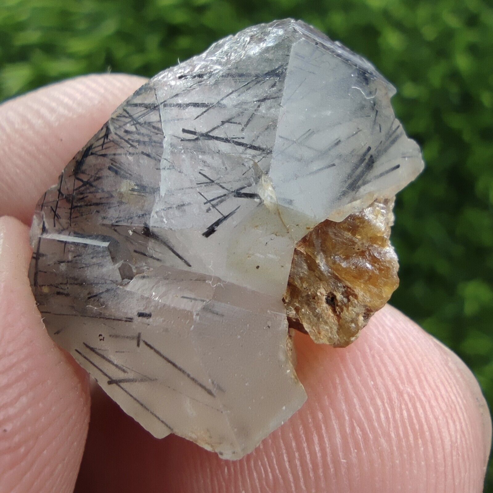 Natural Small Aegerine Included Quartz Crystal With Rare Bastnasite On Matrix