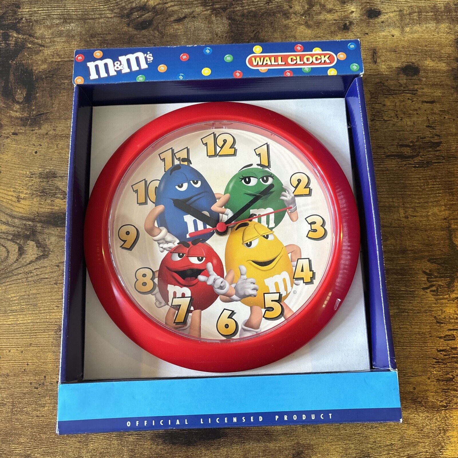 Retro Vintage M&M's Analogue Wall Clock Battery Powered M&Ms New In Box untested