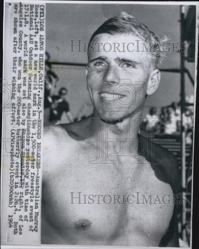 1964 Press Photo Australian Swimmer Murray Rose