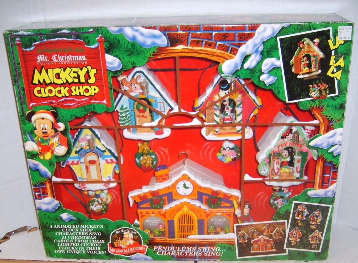 Mr. Christmas 1993 MICKEY'S ANIMATED DINSEY CLOCK SHOP RARE NEW IN THE BOX MIB