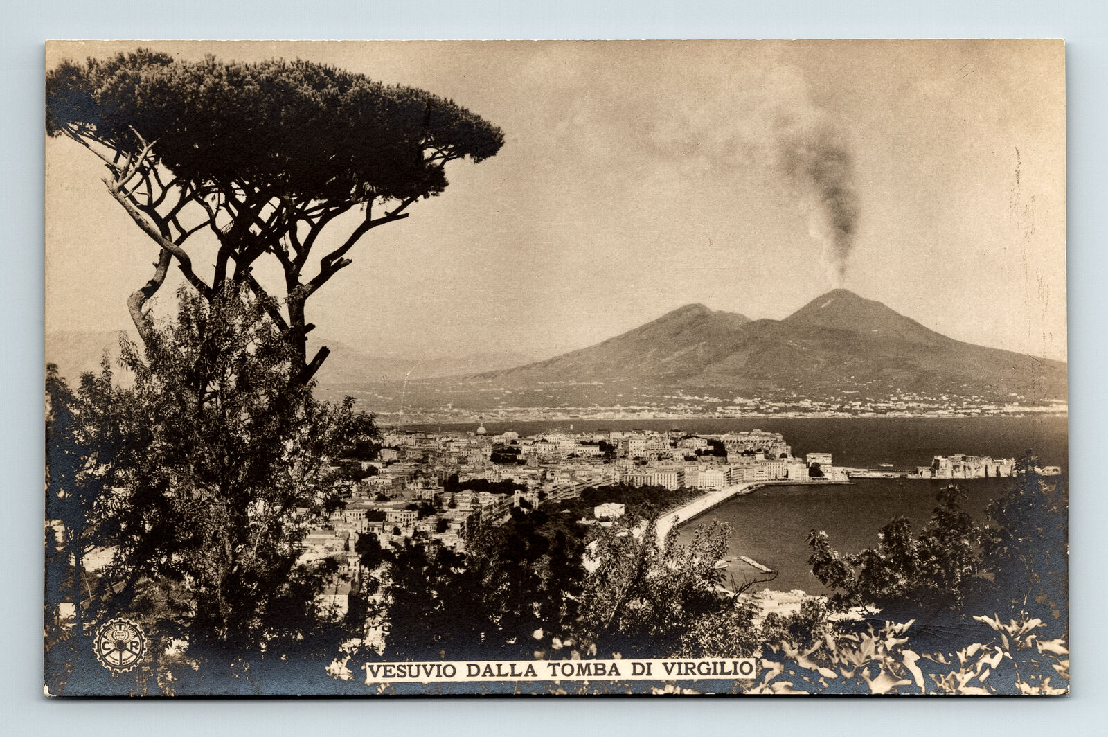 RPPC Postcard Naples Mount Vesuvius Pine of Naples Dalla Tomba Di Virgilio
