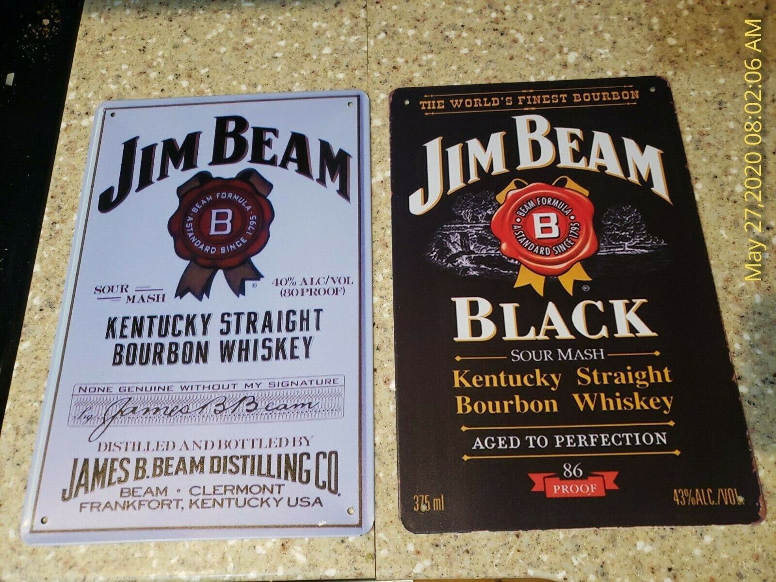 Jim Beam Sign White Jim Beam Whiskey Tin Sign Bourbon Metal Art Black Garage