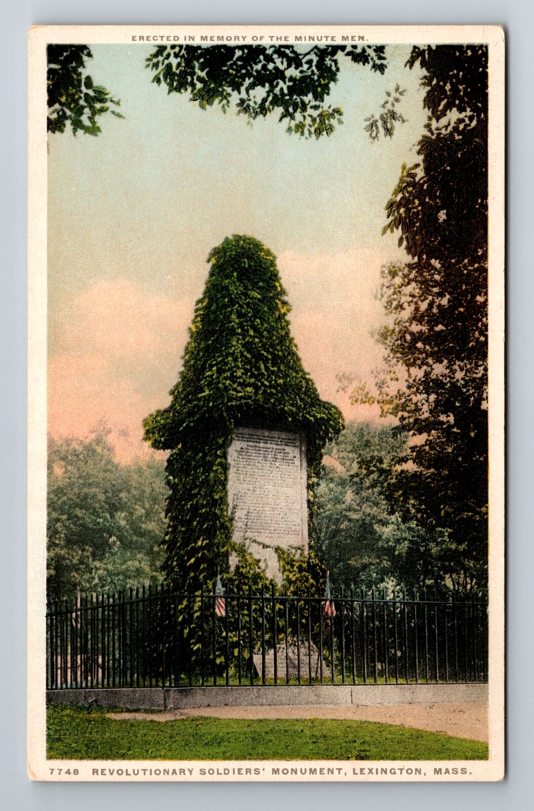 Lexington, MA-Massachusetts, Revolutionary Soldiers Monument, Vintage Postcard