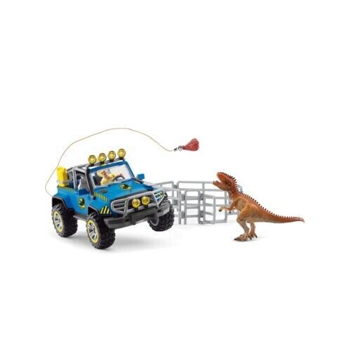 Schleich Dinosaur Toy Truck with Dino Outpost & Giganotosaurus 15- Piece Play...